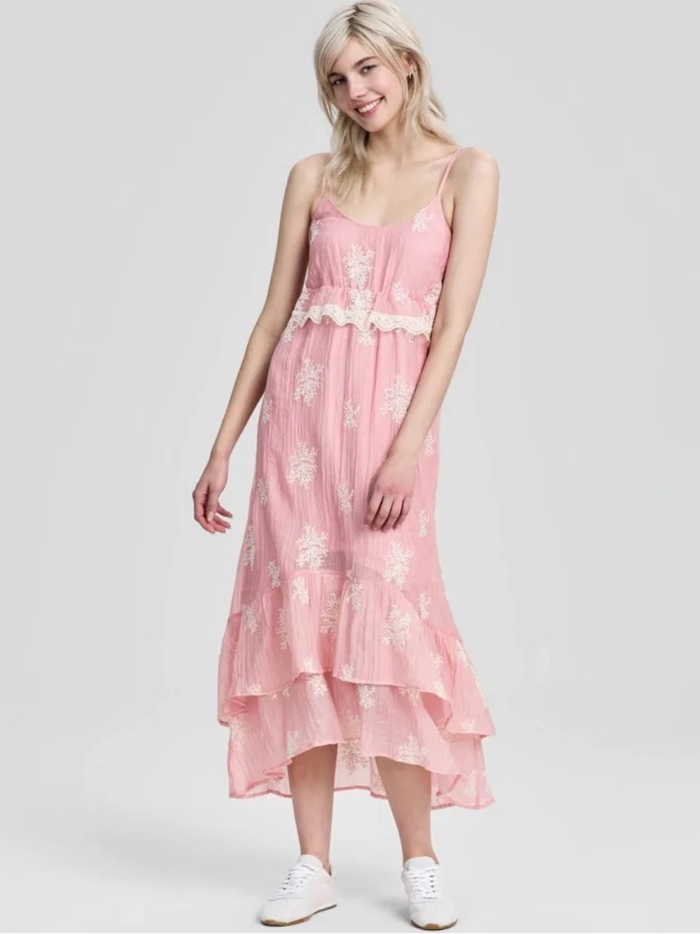 And Now This Pink Embroidered High-Low Maxi Dress Size 2X